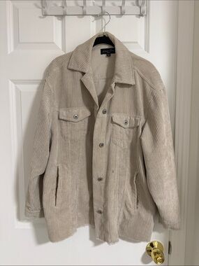 Linen Farm Beige Corduroy Shirt Jacket